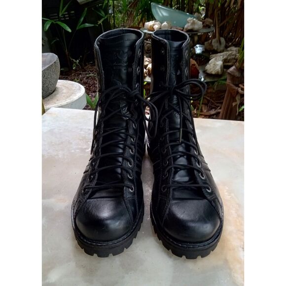 Vintage Adidas Muhammad Ali Black Leather Combat Boots, Men's sz. 12 - Picture 2 of 9